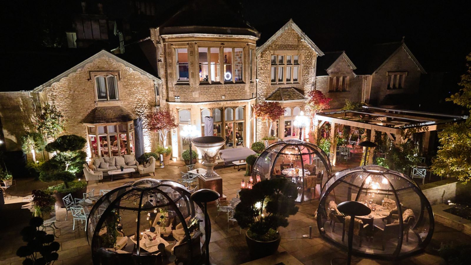 Homewood dining domes at night